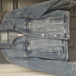 Kensie Jeans Classic Blue Denim Jacket with Rhinestones